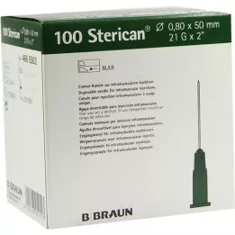 STERICAN Kanulės 21 Gx2 0,8x50 mm, 100 vnt