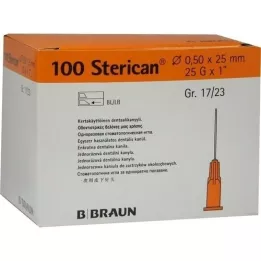 STERICAN Dantų kaniulė Luer 0,5x25 mm, 100 vnt