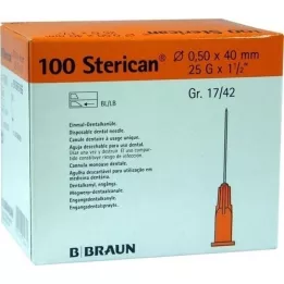 STERICAN Dantų skardinė Luer 0,5x40 mm, 100 vnt