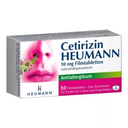 CETIRIZIN Heumann 10 mg plėvelės, dengtos tabletės, 50 valandų