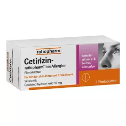 CETIRIZIN-ratiopharm nuo alergijos 10 mg plėvele dengtos tabletės, 7 vnt