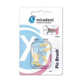 MIRADENT Interd.Pic-Brush keičiamas šepetys x-fine geltonas, 6 vnt