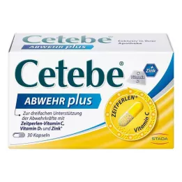 CETEBE ABWEHR plius vitaminas C+vitaminas D3+cinko dangteliai, 30 vnt
