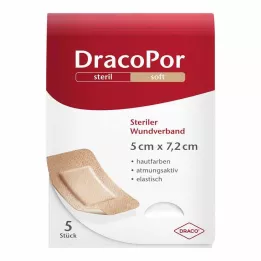 DRACOPOR Žaizdas 5x7,2 cm sterilus odos spalvos, 5 vnt
