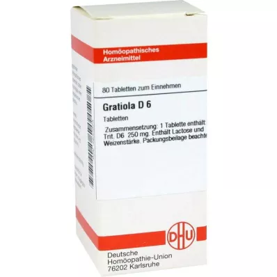 GRATIOLA D 6 tabletės, 80 vnt GRATIOLA D 6 tabletės, 80 vnt