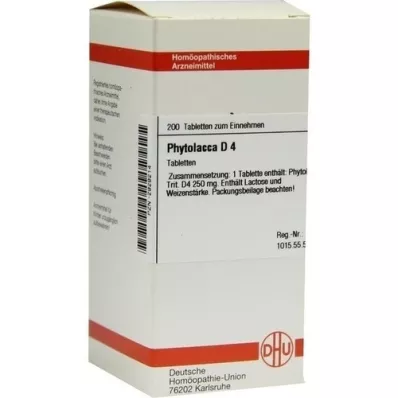 PHYTOLACCA D 4 tabletės, 200 vnt PHYTOLACCA D 4 tabletės, 200 vnt