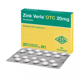 ZINK VERLA OTC 20 mg plėvele dengtos tabletės, 20 vnt