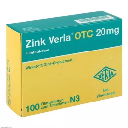 ZINK VERLA OTC 20 mg plėvele dengtos tabletės, 100 vnt