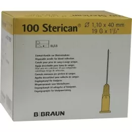 STERICAN Kaniulės 19 Gx1 1/2 1,1x40 mm, 100 vnt