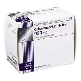 CALCIUMACETAT NEFRO 950 mg plėvele dengtos tabletės, 100 vnt