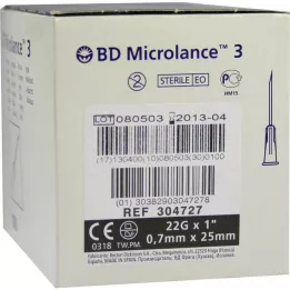 BD MICROLANCE Kaniulė 22 G 1 0,7x25 mm, 100 vnt