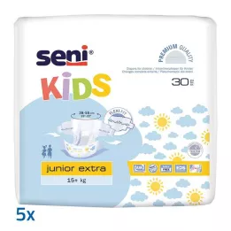 SENI Kids Junior papildomos 16-30 kg šlapimo nelaikymo kelnės, 5x30 vnt
