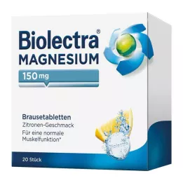 BIOLECTRA Magnio 150 mg citrinos šnypščiosios tabletės, 20 vnt