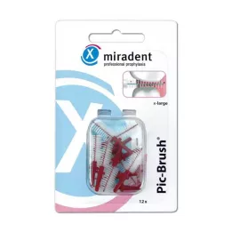 MIRADENT „Interd.Pic-Brush“ keičiamas šepetys x-didelis bordo spalvos, 12 dalių