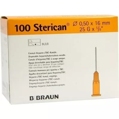 STERICAN Ins.Einm.Kan.0,5x16 mm, 100 vnt