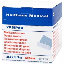 MULLKOMPRESSEN Ypsipad 5x5 cm sterilus 8 sluoksnių, 25X2 vnt