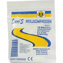 Erena sterilus marlės kompresas 5x5cm, 5x2 vnt