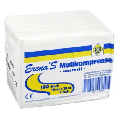 Erena nesterilus marlės kompresas 10x, 100 vnt Erena nesterilus marlės kompresas 10x, 100 vnt