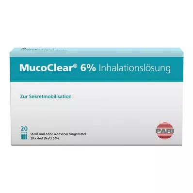 MUCOCLEAR 6 % NaCl inhaliacinis tirpalas, 20X4 ml MUCOCLEAR 6 % NaCl inhaliacinis tirpalas, 20X4 ml
