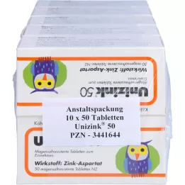 UNIZINK 50 skrandyje neirių tablečių, 10X50 vnt