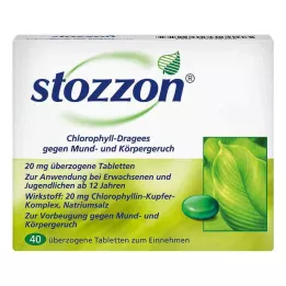 STOZZON Chlorofilu dengtos tabletės, 40 vnt