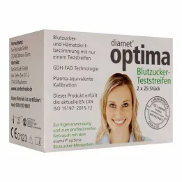 Diamet optima cukraus kiekio kraujyje tyrimo juostelės 2in1, 2x25 vnt