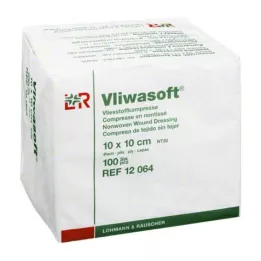 VLIWASOFT Neaustiniai kompresai 10x10 cm nesterilūs 4l., 100 vnt