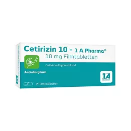 CETIRIZIN 10-1A Pharma plėvele dengtos tabletės, 7 vnt