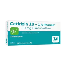 CETIRIZIN 10-1A Pharma plėvele dengtos tabletės, 20 vnt