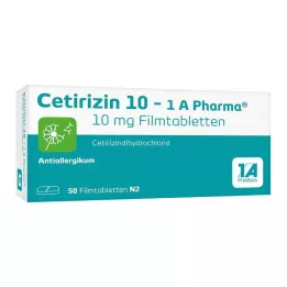 CETIRIZIN 10-1A Pharma plėvele dengtos tabletės, 50 vnt