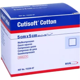 CUTISOFT Medvilninis kompresas 5x5 cm sterilus 12 sluoksnių, 25x2 vnt