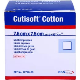 CUTISOFT Medvilnė 7,5x7,5 cm ster. 12 lenk