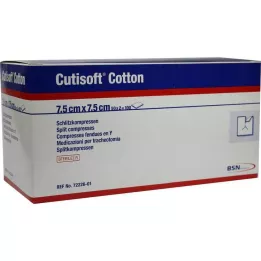 CUTISOFT Medvilninis plyšinis kompresas 7,5x7,5 cm sterilus, 50x2 vnt