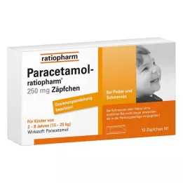 PARACETAMOL-ratiopharm 250 mg žvakutės, 10 vnt