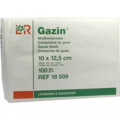 GAZIN Marlės komp. 10x12,5 cm nesterili 12 kartų operacija, 100 vnt GAZIN Marlės komp. 10x12,5 cm nesterili 12 kartų operacija, 100 vnt