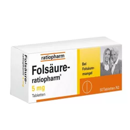 FOLSÄURE-RATIOPHARM 5 mg tabletės, 50 vnt