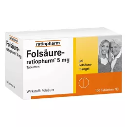 FOLSÄURE-RATIOPHARM 5 mg tabletės, 100 vnt