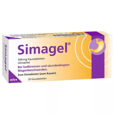 SIMAGEL Kramtomosios tabletės, 20 vnt