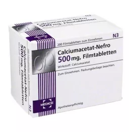 CALCIUMACETAT NEFRO 500 mg plėvele dengtos tabletės, 200 vnt