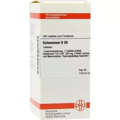 GELSEMIUM D 30 tablečių, 200 vnt GELSEMIUM D 30 tablečių, 200 vnt