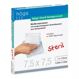 HÖGA-KOMPRESSEN 7,5x7,5 cm sterilus 8 kartus, 5X2 vnt
