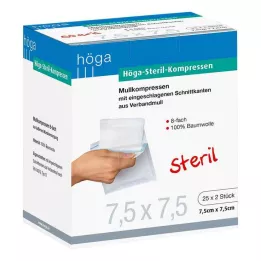 HÖGA-KOMPRESSEN 7,5x7,5 cm sterilus 8 krypčių, 25X2 vnt