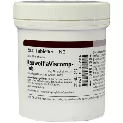 RAUWOLFIAVISCOMP TAB Tabletės, 500 vnt
