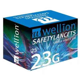 WELLION Safetylancets 23 G vienkartinis apsauginis pistoletas, 25 vnt