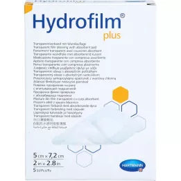 HYDROFILM Plius skaidrus tvarstis 5x7,2 cm, 5 vnt