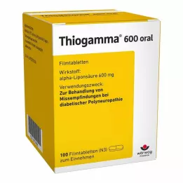 THIOGAMMA 600 geriamųjų plėvele dengtų tablečių, 100 vnt