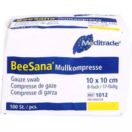 MULLKOMPRESSEN 10x10 cm nesterilus 8 sluoksnių, 100 vnt