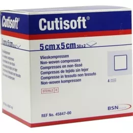 CUTISOFT Vilnos kompresai 5x5 cm sterilūs, 50x2 vnt