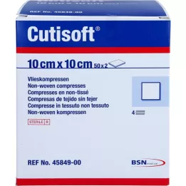 CUTISOFT Vilnos kompresai 10x10 cm sterilūs, 50x2 vnt