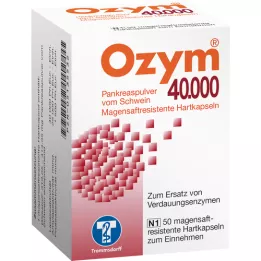 OZYM 40 000 kietų kapsulių skrandžio sultims, 50 vnt